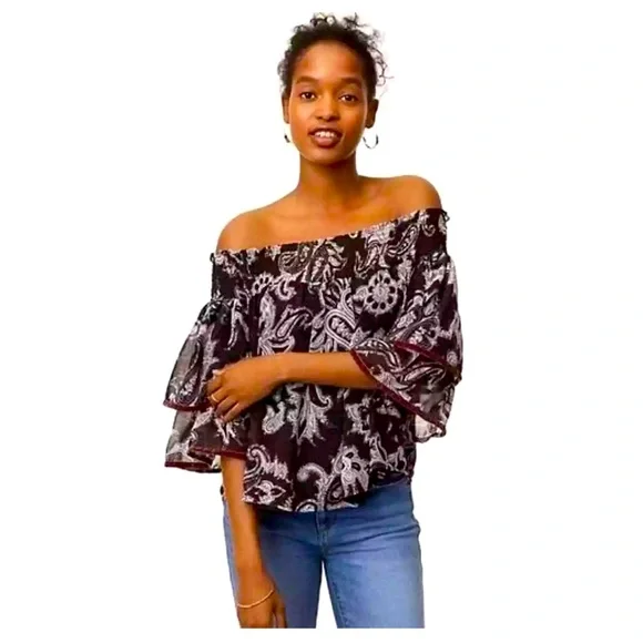 NWT Loft Off the Shoulder Blouse - Size Medium - Picture 3 of 15